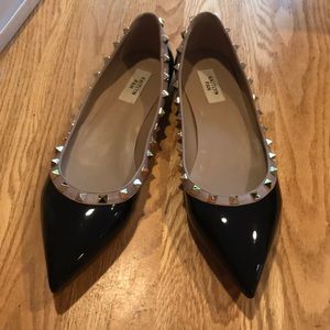 Black Patent Studded Flats